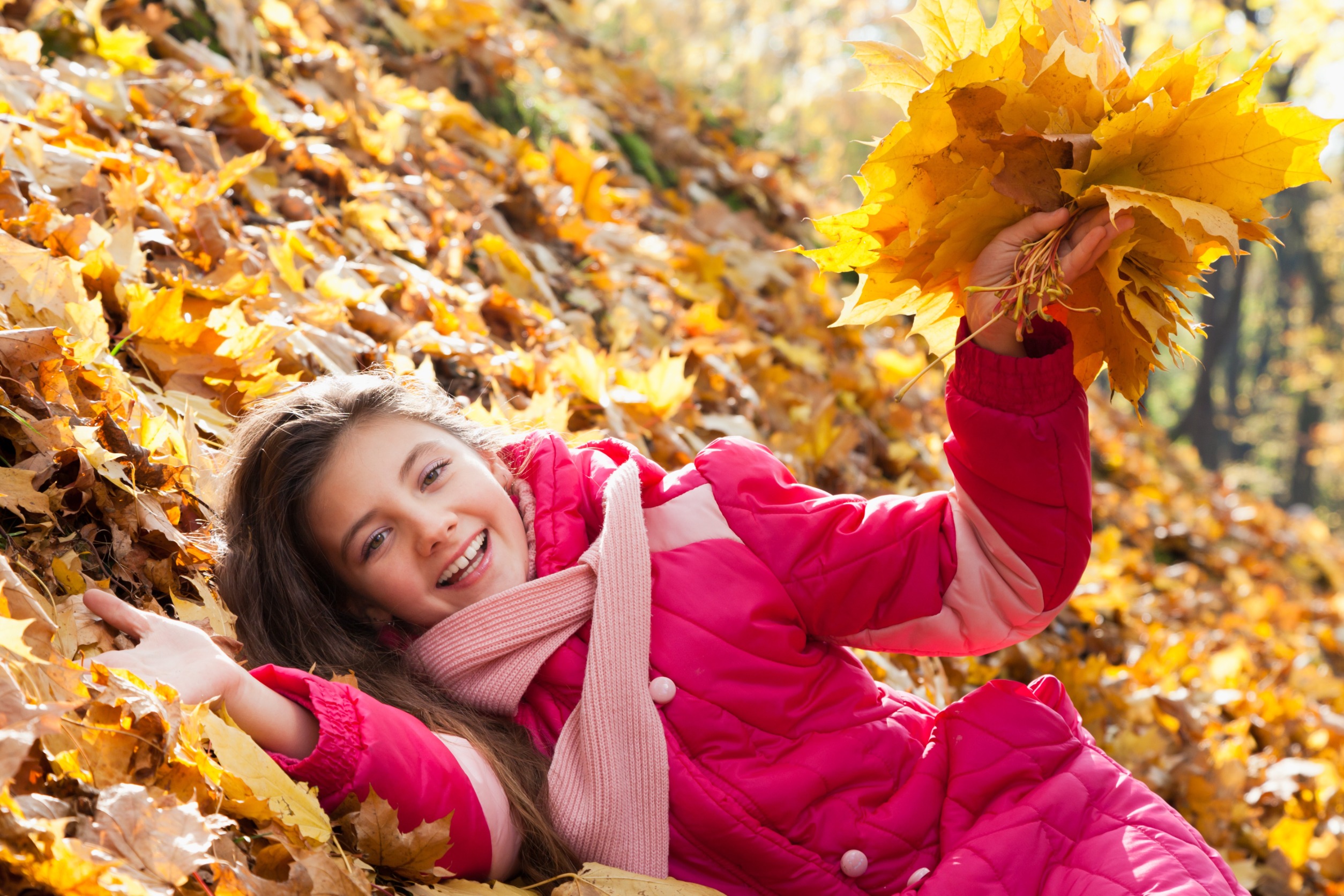 Dziecko na jesiennych liściach